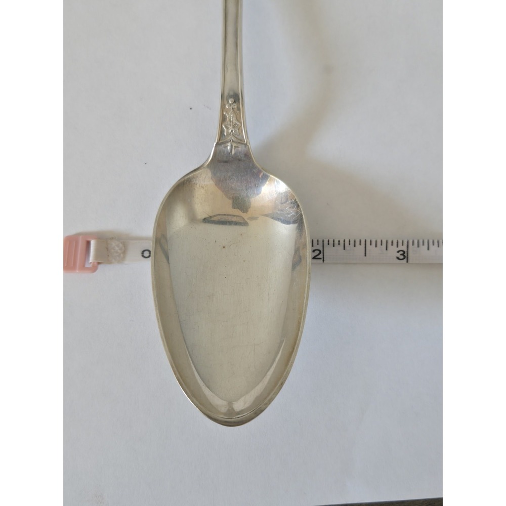 Antique E.A. Tyler New Orleans Henry Hebbard Ivy Mask Coin Silver Serving Spoon - Picture 7 of 13